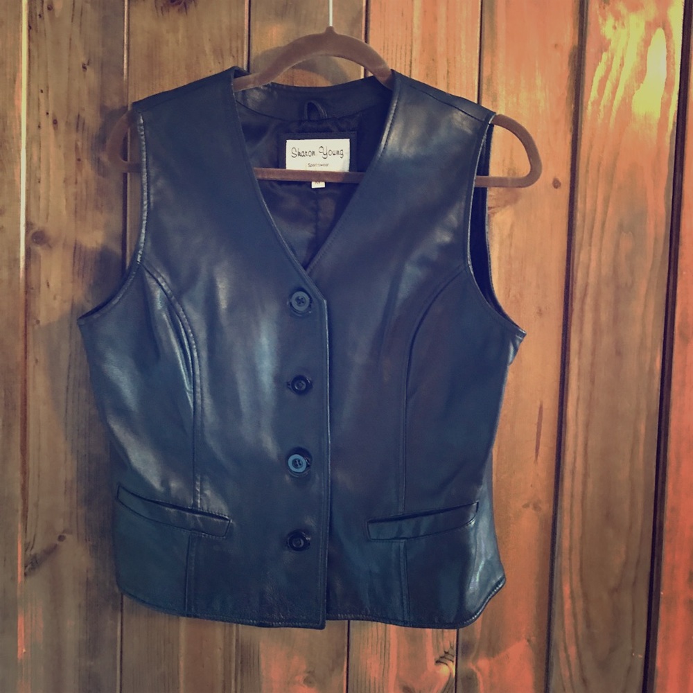 Black leather vest